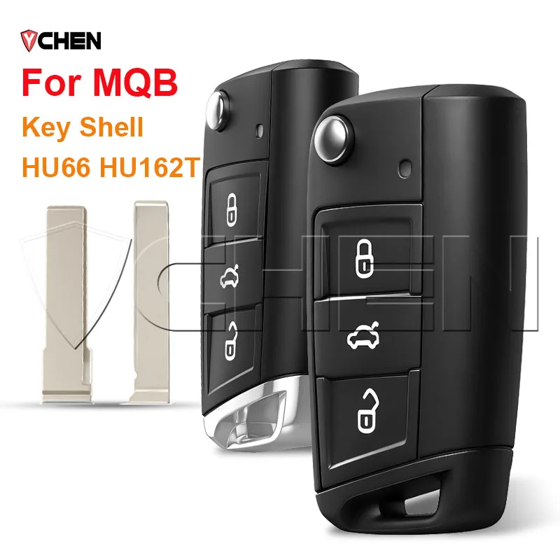 

MQB Remote Replacement Flip Key Shell Case For VW Golf 7 MK7 Touran Polo Tiguan 3 Buttons Car Key Fob Cover Housing HU66 HU162T
