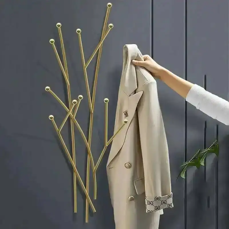 

Wall Mount Clothes Rack Metal Minimalist Golden Hall Entrance Clothes Stand Nordic Hangers Burro Ropa Perchero Home Eccessories