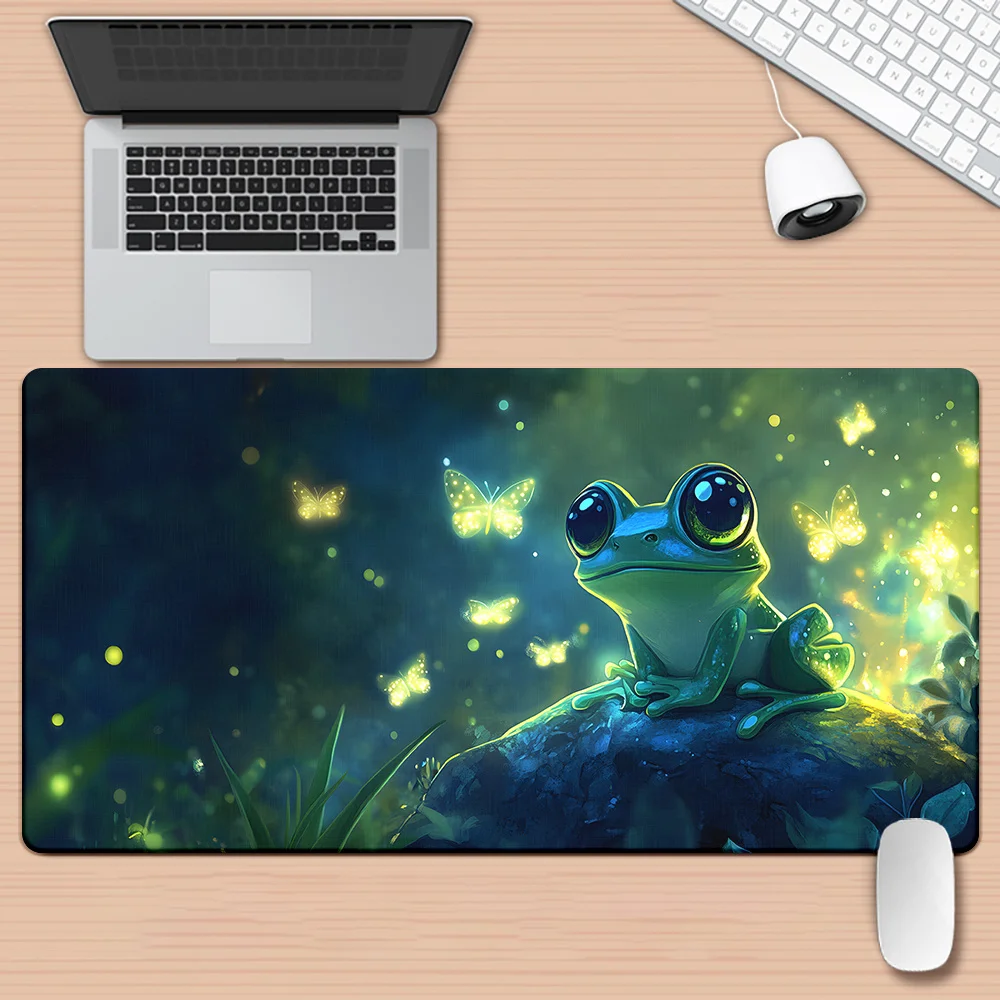 Kawaii Green Frog anime large Mouse Pad Desk Mat Non-Slip Durable Stitched Edge mouse mat Gaming mats mauspad magic playmat