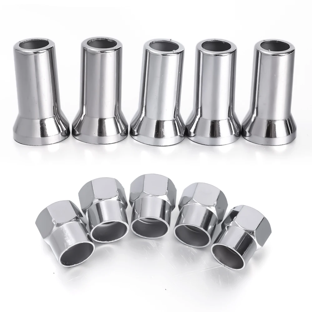 10Pcs Valve Cap Set Chrome Car Truck Tire Wheel Tyre Valve Stem Hex Caps with Sleeve Covers Wear Parts