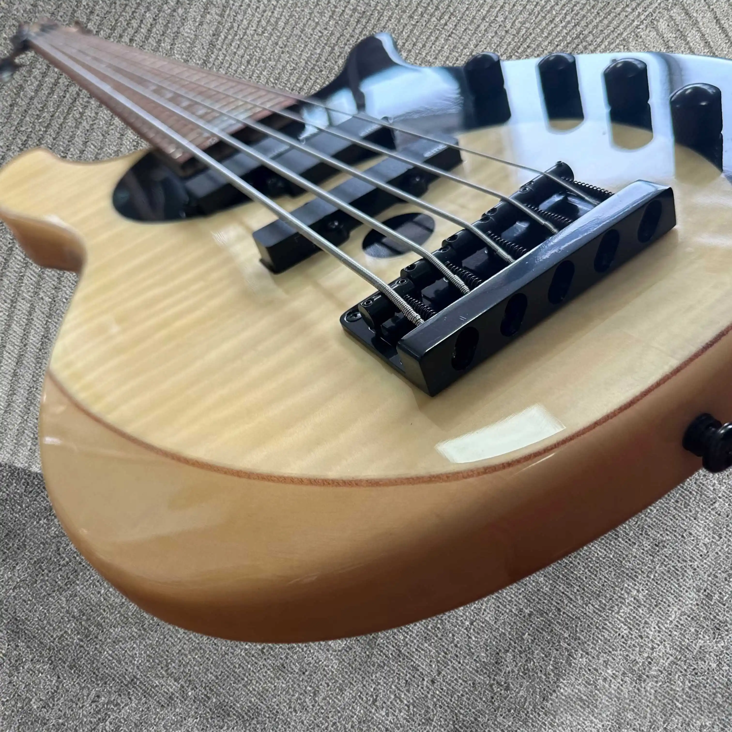 5 String Yin-Yang Two-Tone Electric Bass Guitar Flamed Maple Top Full EMG Pickups Active Preamp Circuit Solid Body Bass