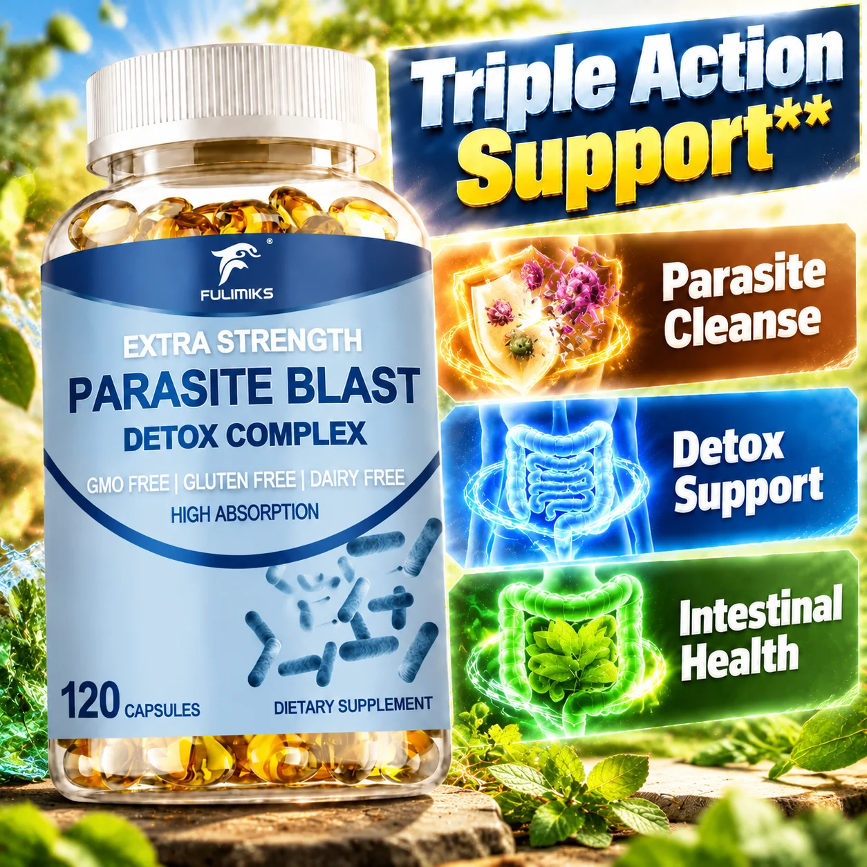 Parasite Blast Detox Complex Supplement, Support Gut & Stomach, Absorption, Digestive Health, Detox, Bloating, Immune, Metabolic
