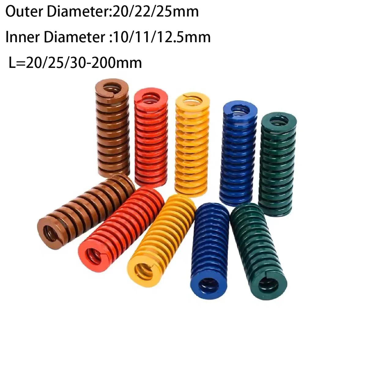 1Pcs Mould Die Spring Inner Diameter 10/11/12.5mm Outer Diameter 20/22/25mm Spiral Stamping Compression Springs L=20/25/30-200mm