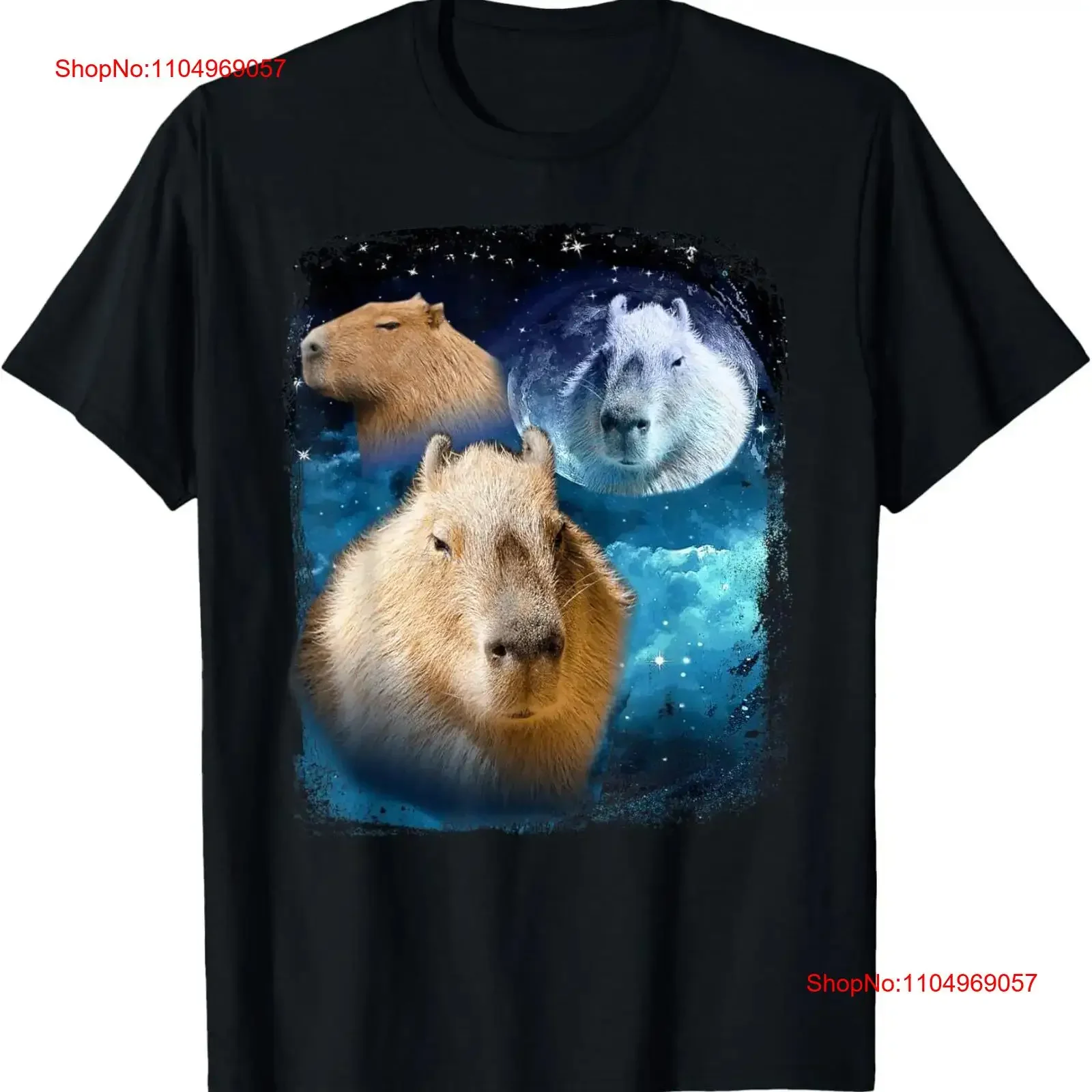 

Capybaras howling at the Moon Funny Capybara Meme Vintage T Shirt vintage Washed fashion designer clothes Unisex Versatile
