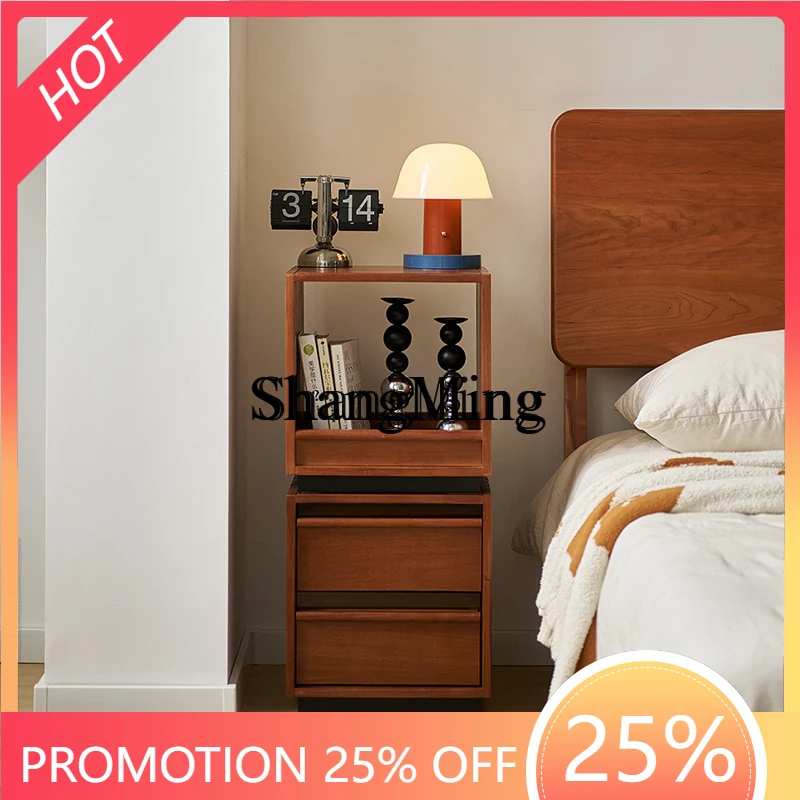 

SM new solid wood rotating movable floor low cabinet household shelf living room storage sofa side cabinet