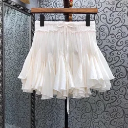 Newest Fashion Style Skirts 2023 Summer Ladies Elastic Waist Bow Deco Ruffle Flower Deco Sexy Mini Club Skirts White Black