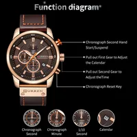 CURREN 8291 Mens Quartz Chronograph Watch Casual Leather Military Sport Fashion Gentleman Wristwatch 6