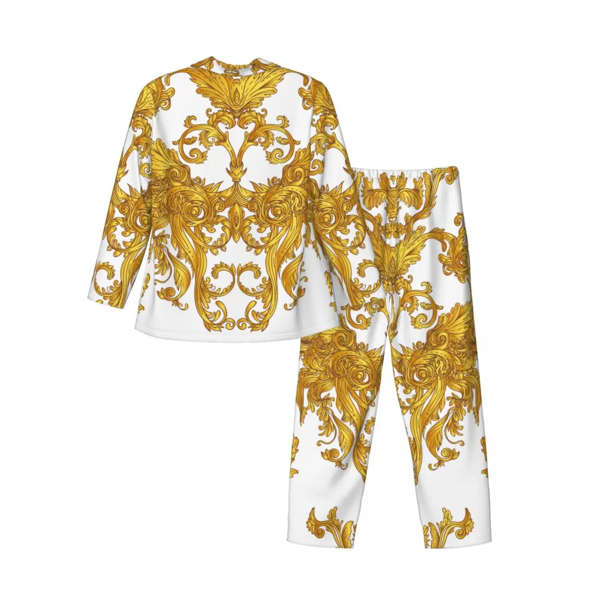 Men's Home Suits Long-sleeved Golden Baroque Suits for Autumn and Winter Pajamas for Men