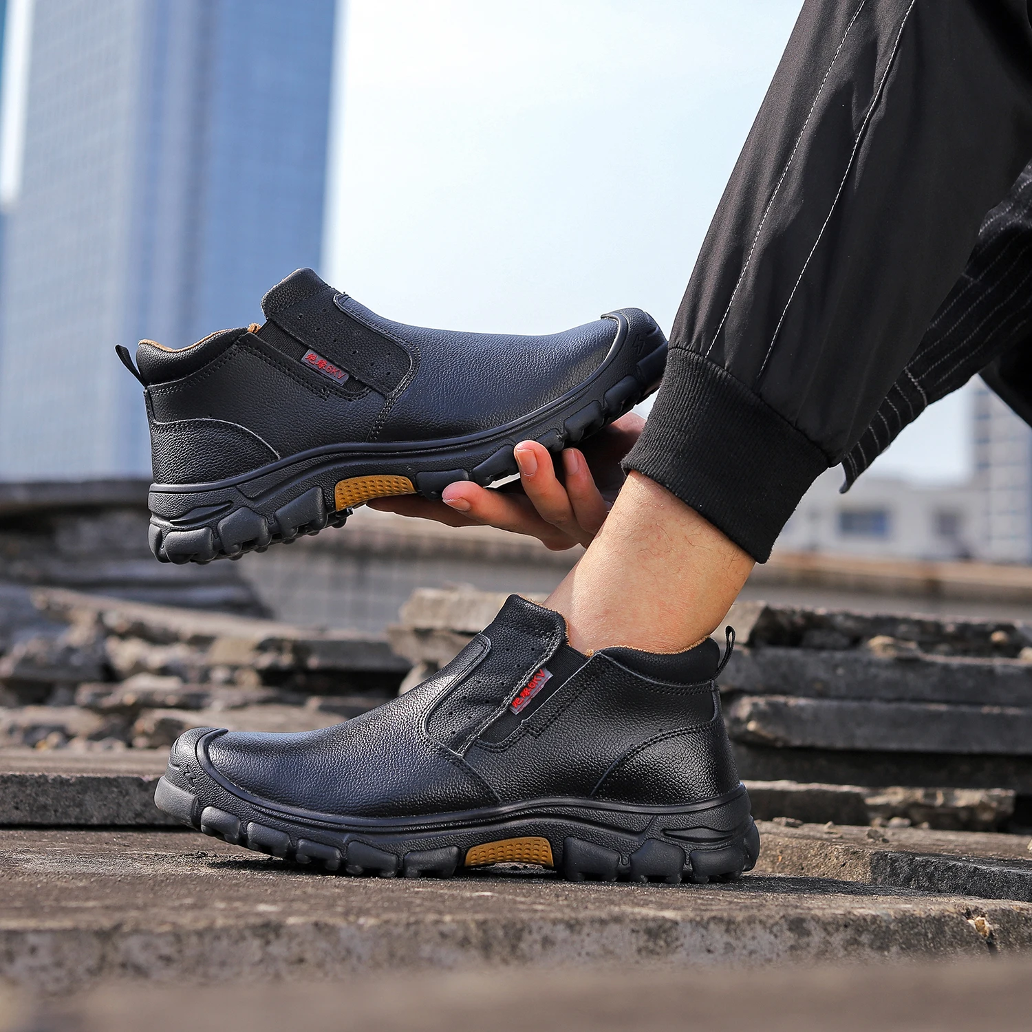 Light Weight Safety Shoes Waterproof Boots Steel Toe Boots for Men Anti-smash Anti-Puncture Work Sneakers Slip On Work Shoes image 6