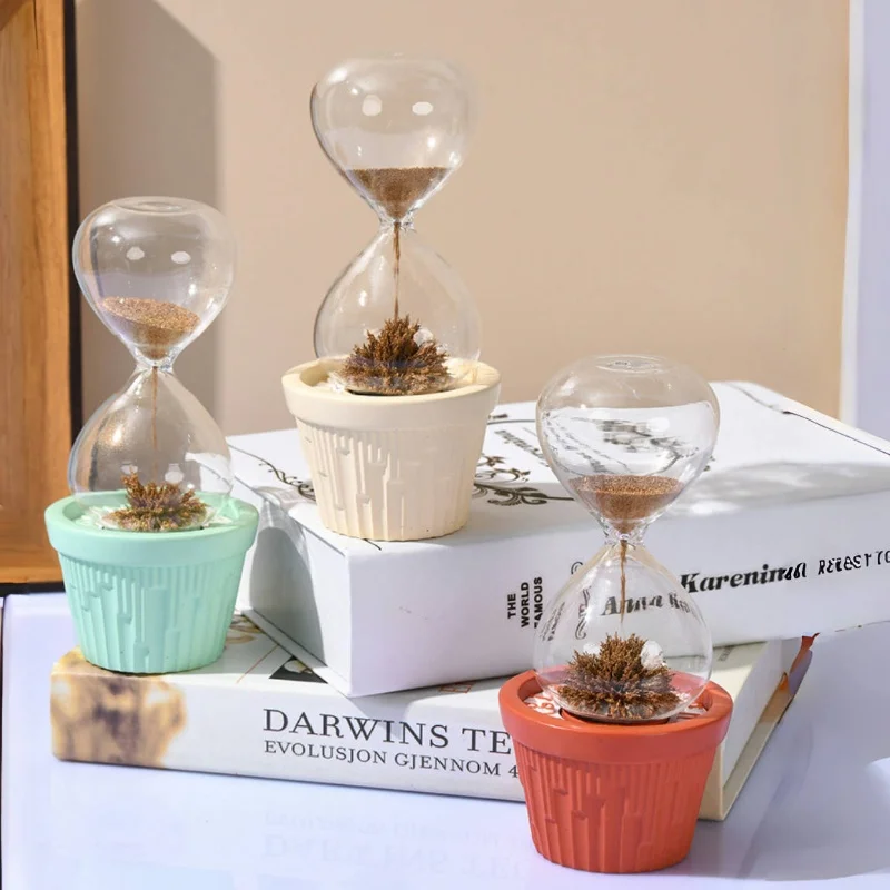 

XINCHEN Magnetic Hourglass Creative Potted Decoration Home Sandglass Christmas gift Office Work Desk Decompression Cure Artifact