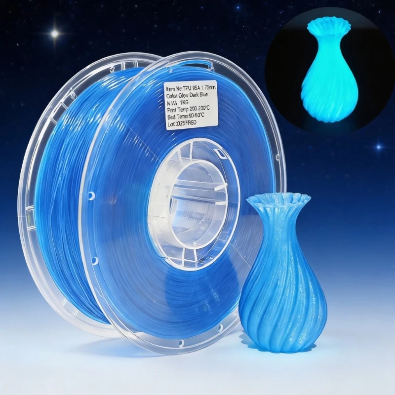 Photoluminescent 95A Polyurethane 3D Printing Filament TPU 1.75MM, 1000 G Supply for Display Forms, Signs and Models K1KF