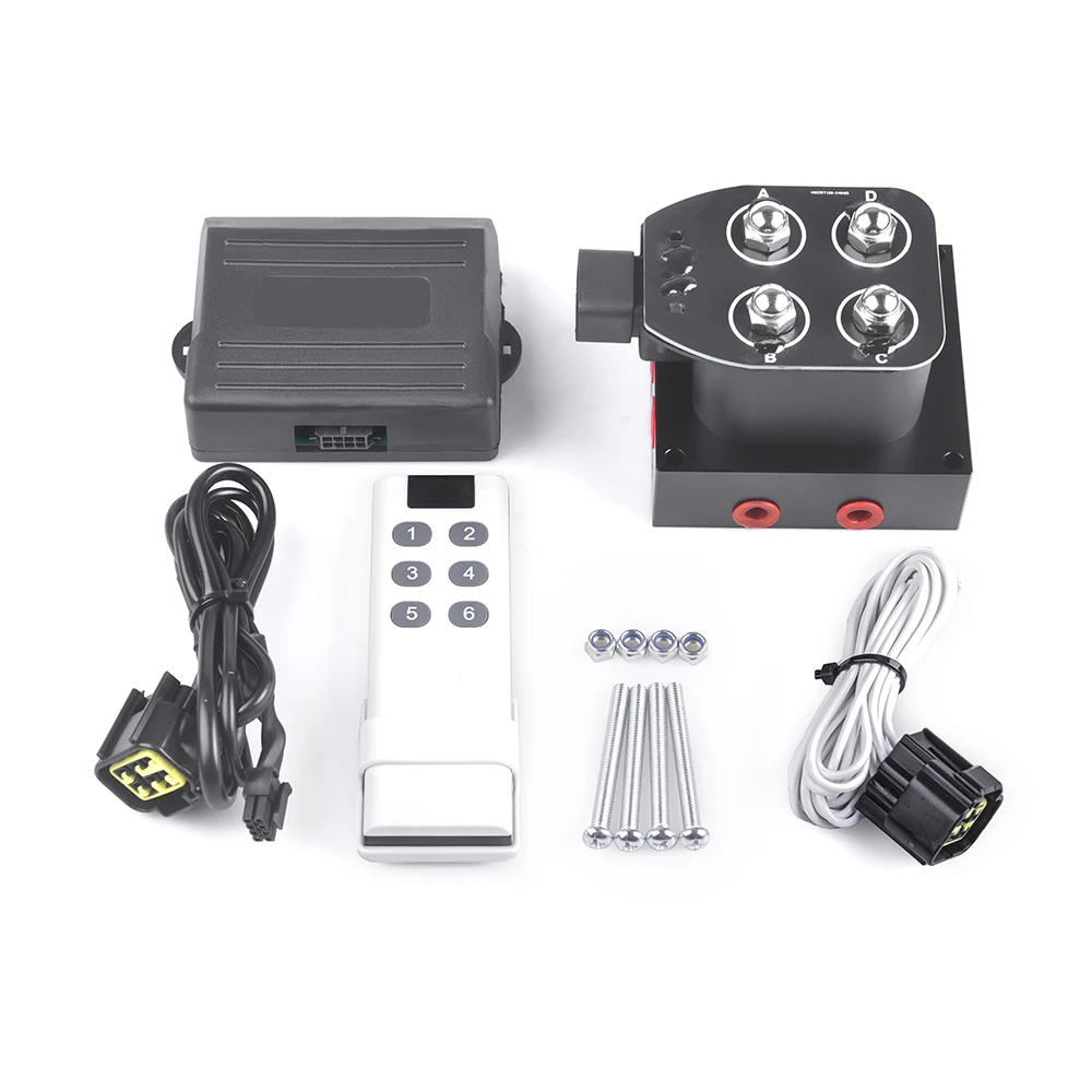 One Key Lift Air Ride Suspension Kit 12v Solenoid Valve Manifold Valve with Wireless Remote Controller 0-200psi 12v