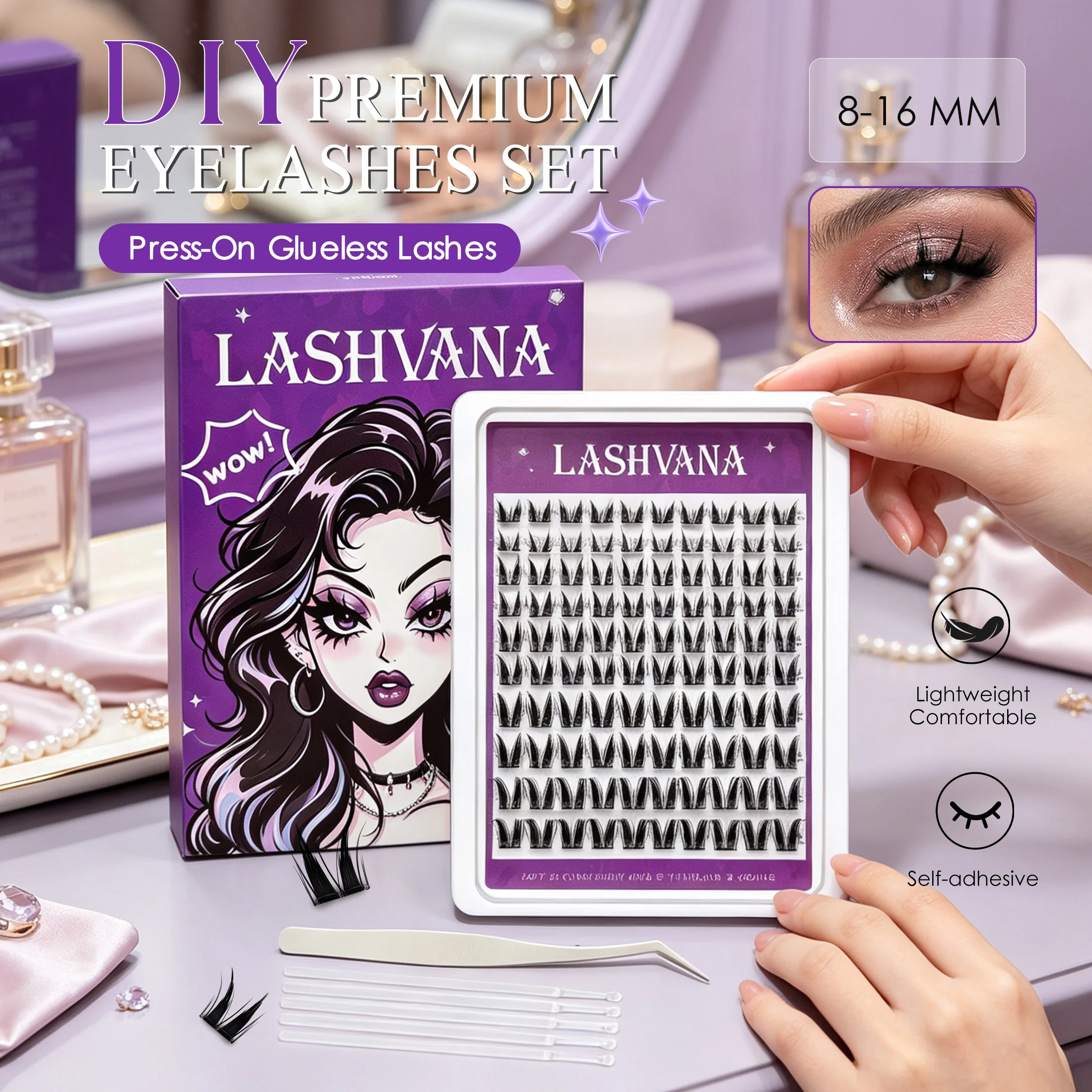 Lash Extension Tweezers - Kit d'extension de cils DIY Manga