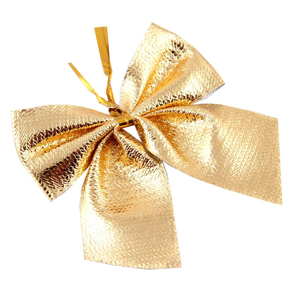 

12Pcs Festive Christmas Tree Hanging Decorations Golden Bowknot Ornaments Set of Satin Ribbon Bows for Xmas Tree Holiday Decor