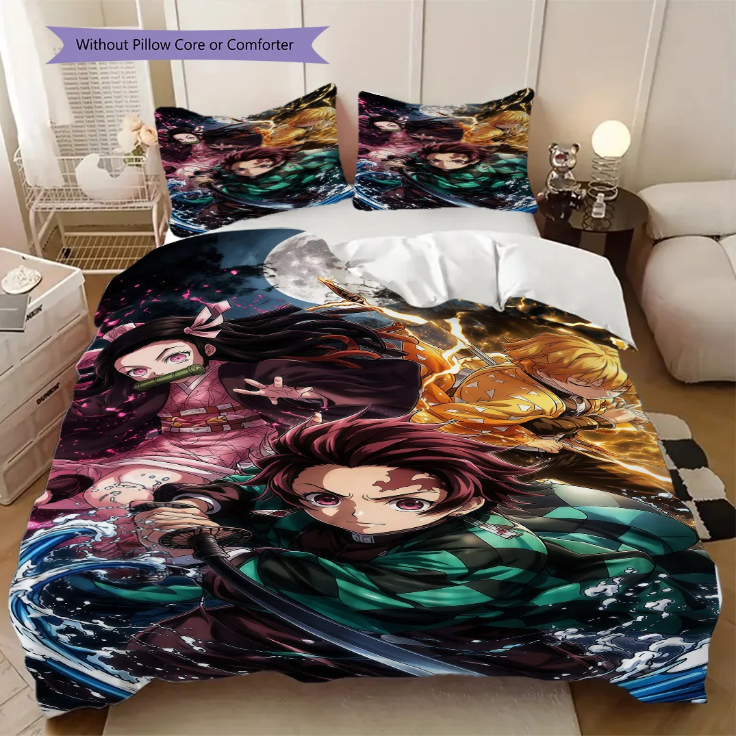 Anime Demon Slayer Soft Comfortable Duvet Cover, Children's Bedding Set Gift, Various Sizes Available LXRa9