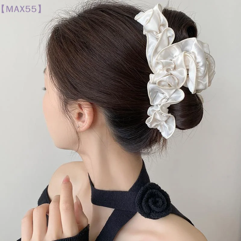 【MAX-55】 1 pz clip pieghettata in raso di fascia alta femminile clip di squalo di fascia alta forcina parte posteriore della testa accessori per capelli forcina