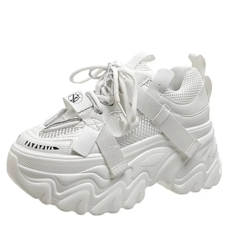 

2025 Autumn Women's Casual Sports High Platform Shoes All-match Comfortable Women's Chunky Sneakers Mesh Breathable Spring Shoes