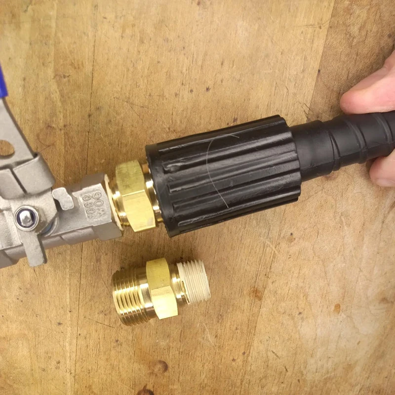 النحاس غسالة الضغط اقتران محول M22-14mm ذكر إلى 3/8 و 1/4 ذكر الموضوع الأنابيب الخارجية عرافة الحلمة المناسب 4500 PSI #6