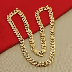 Fashion Timeless Classic Men's 24k Gold Necklace Classic Sideways Necklace Chains