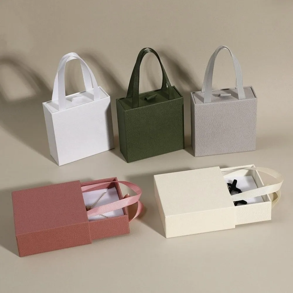 

Drawer Jewelry Box Paper Portable Jewelry Packaging Box Solid Color Gift Organizer Case Earrings Ring Pendant Bracelet Necklace