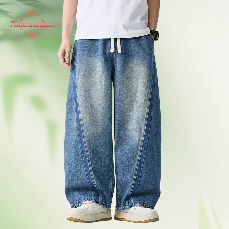 

Мужские повседневные прямые широкие джинсовые брюки в стиле хип-хоп в стиле Харадзюку, четыре сезона, уличные джинсы, мешковатые негабаритные джинсы-карго для мужчин