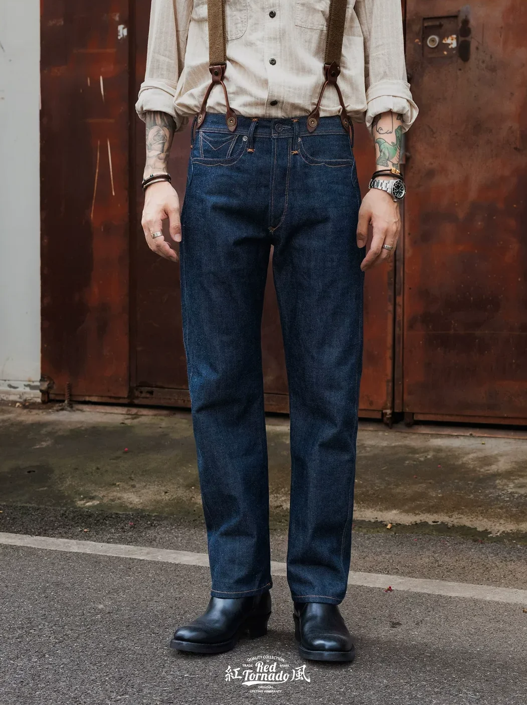 RLCK-0007A Red Tornado 16oz Straight Fitting Raw Denim Jeans High Waist Button Fly Super Quality Indigo Selvage Washed Pants