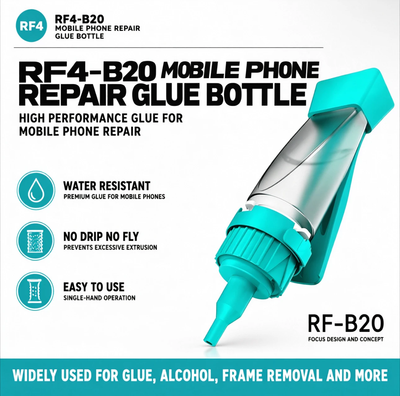 RF-B20 Multifunction Alcohol Cleaning Liquid Bottle for Mobile Phone Repair Concentrated and Controllable Solvent Bottle