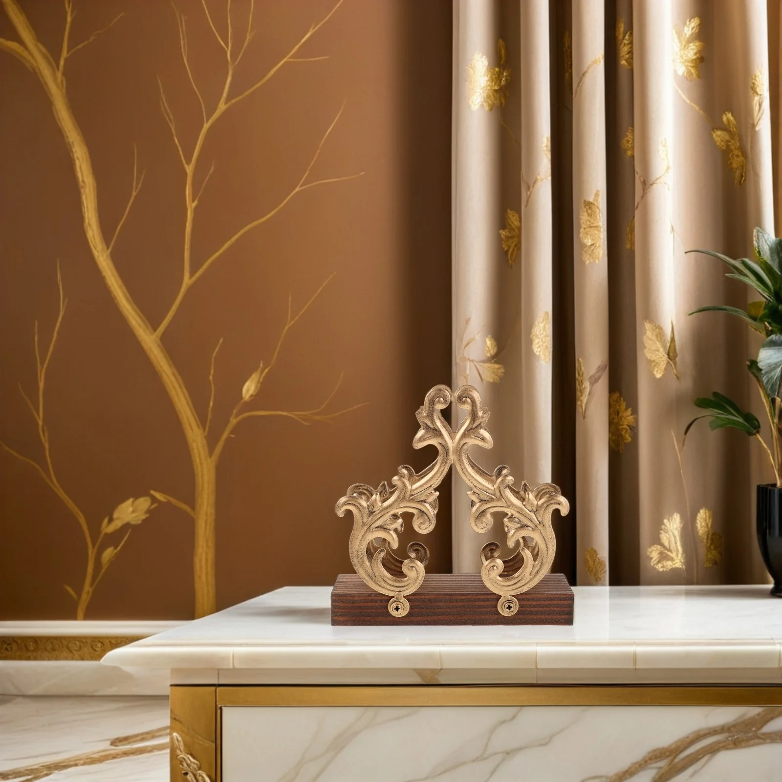 

Metal Baroque Napkin Holder Tree Design Freestanding Paper Towel Dispenser Dining Table Tissue Tray Basket Decorative Napkin