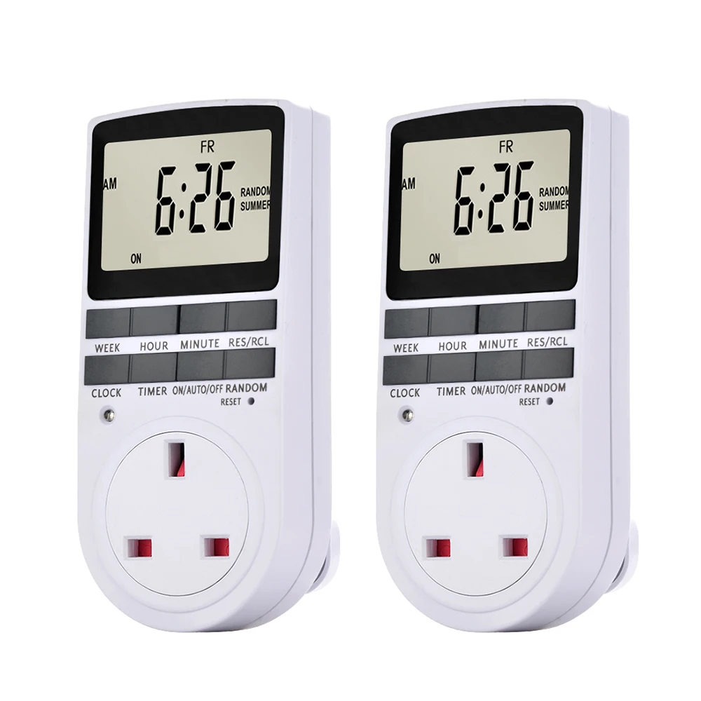 LCD Digital Plug Timer Socket 10 Programmable Switching 24 Hours 7 Days Energy Saving Timer UK Socket for Electrical Appliances