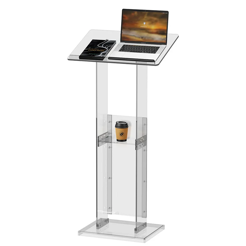 Cross-border acrylic podium Modern minimalist portable movable high transparent lecture table Wedding podium with wheels