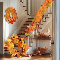 2M Artificial Fall Maple Leaf Autumn Decor Leaves Vine Maple Leaf Vine Wreath Fake Plants Leaves Vine, for Holiday Decorations