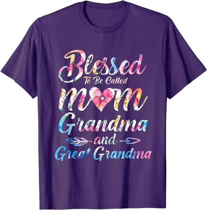 Bienheureuse d'être appelé maman grand-mère grande grand-mère fête des mères T-Shirt maman cadeau femme mode maman disant T-Shirt lettre impression hauts