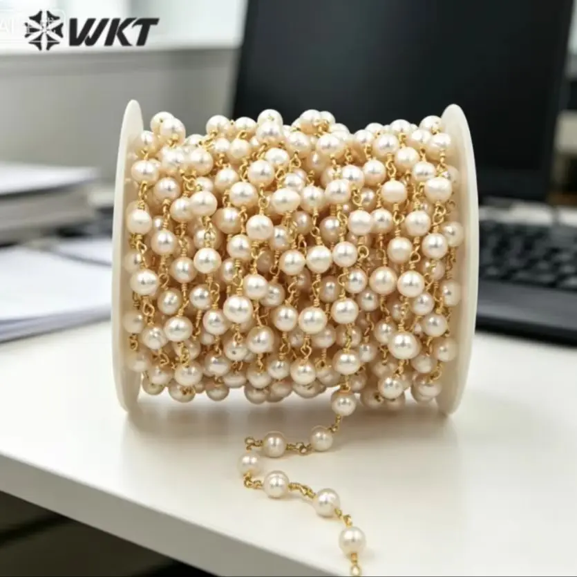 

WT-RBC032 WKT Wholesale New Arrival For Neckalce Chain Jewelry Finding Freshwater Pearl Beads Rosary Necklace DIY ACC