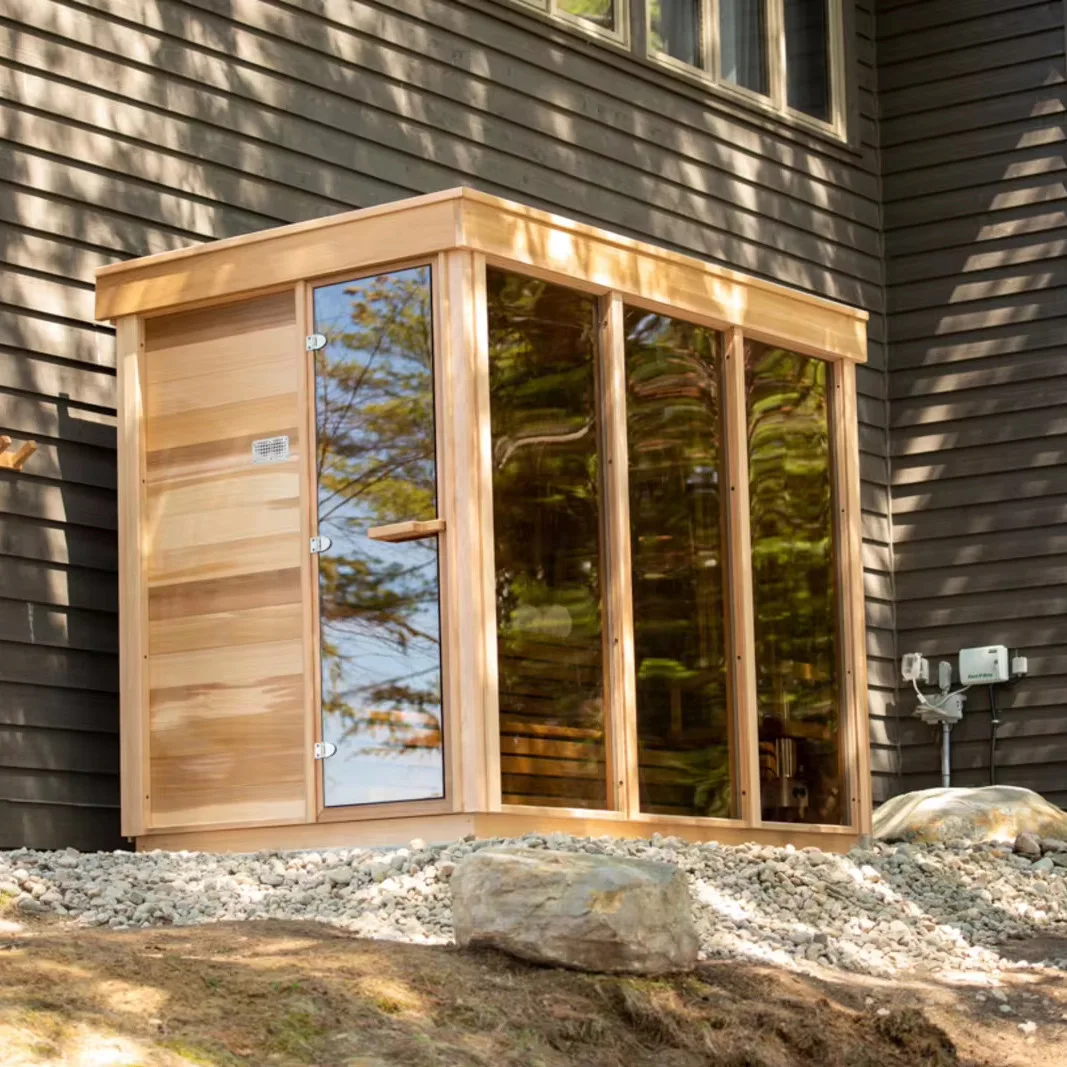 Custom Red Cedar Cube Outdoor Traditional Wood Firing Sauna