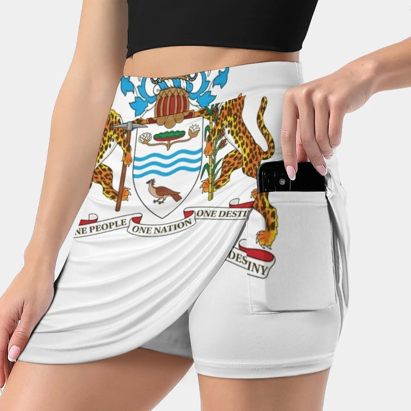 Guyana Coat Of Arms Trending Fashion Skirt Summer Printed Women Sport Skirts Double-Layer Athletic Guyana Coat Of Arms Product