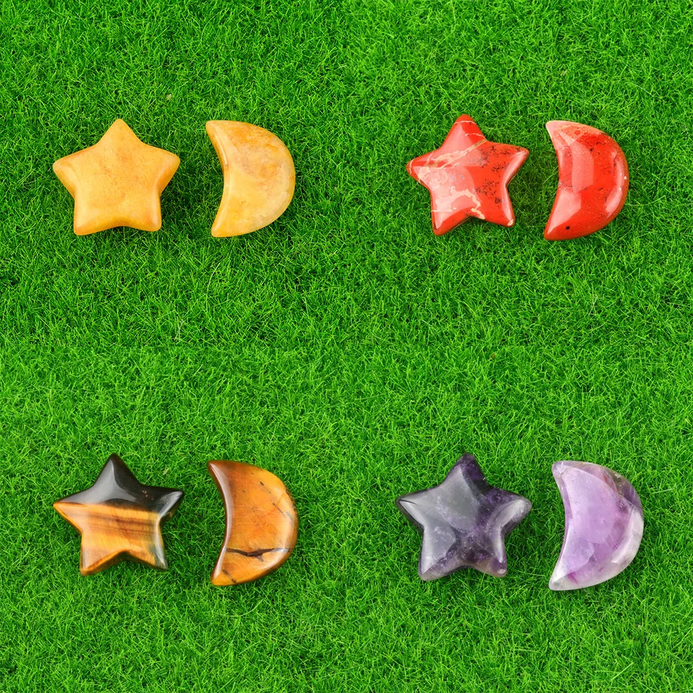 Star Moon Shaped Crystals Natural Stone Hand Carved Polished Pocket Palm Stones Balancing DIY Supplies Wedding Decor