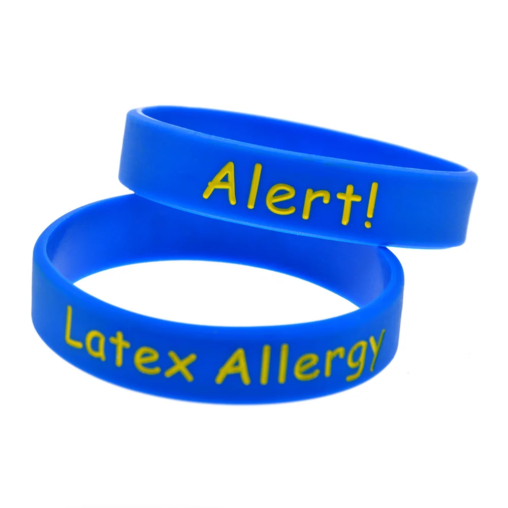 1 Stück/5 Stück Medizinisches Alarmarmband für Latexallergie, Silikon-Armband, Sicherheitserinnerungsarmband – Detail 5