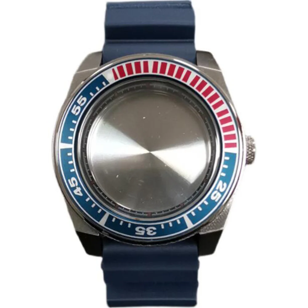 Stainless Steel Case Dual Color Aluminum Bezel Dark Blue Strap Steel Buckle Black Inner Ring For NH35/NH36 Movement