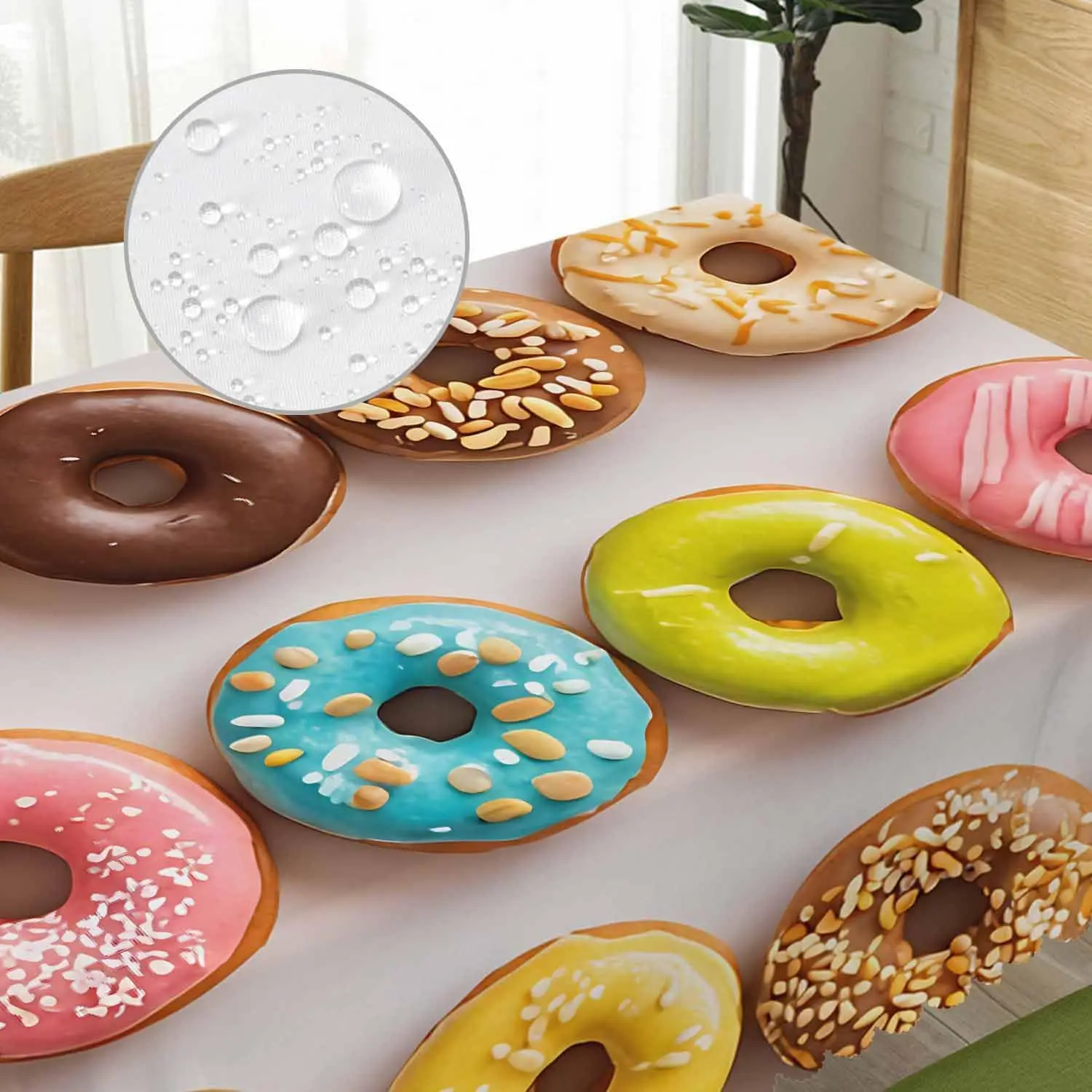 Diner Tablecloth Cute Donut Pattern Kitchen Dining Table Cover Napkin Cloth Decoration Print