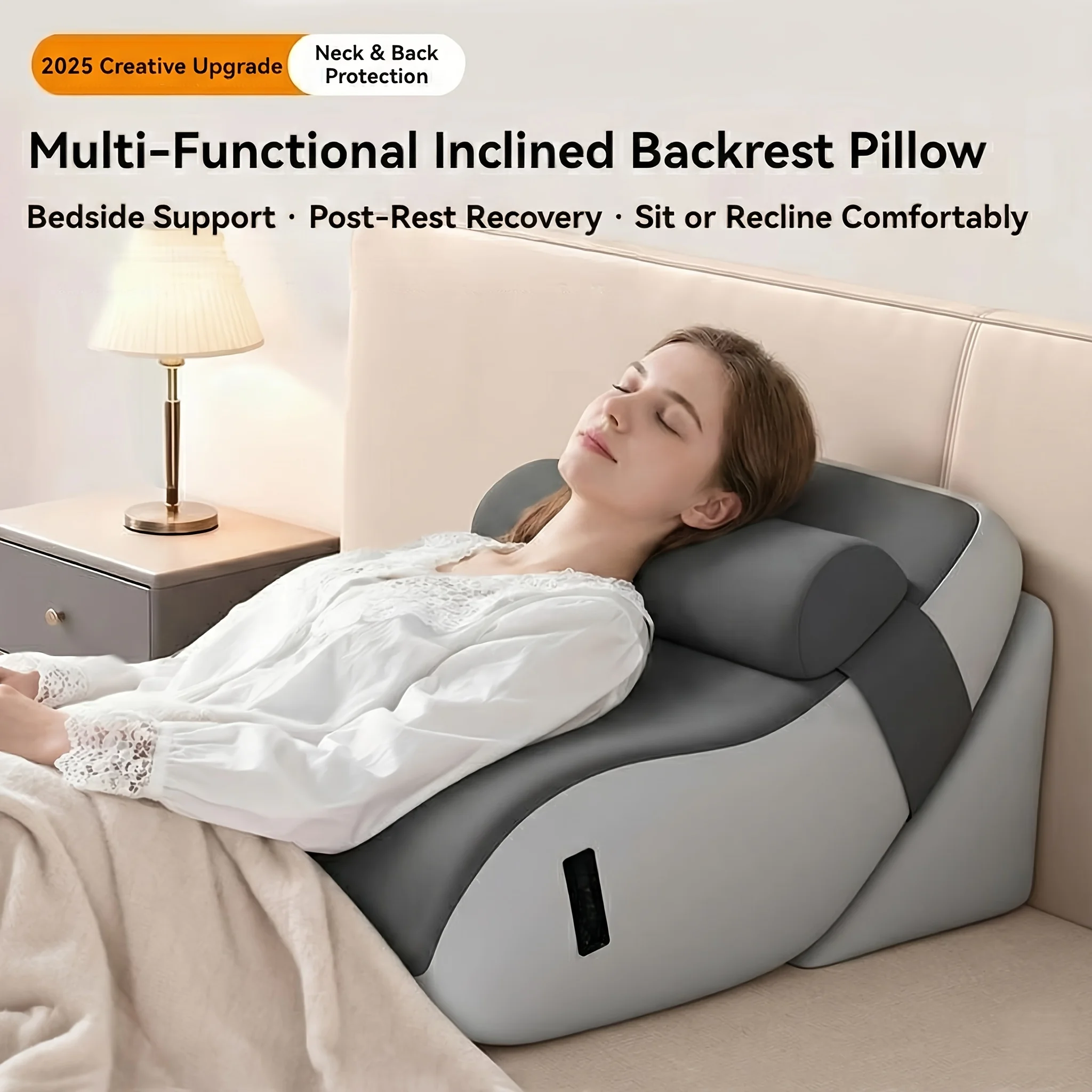 

Ergonomic Reading Pillow, Suitable for Sitting in Bed | Adjustable Backrest Wedge Support Cushion for TV and Gaming for Home Use