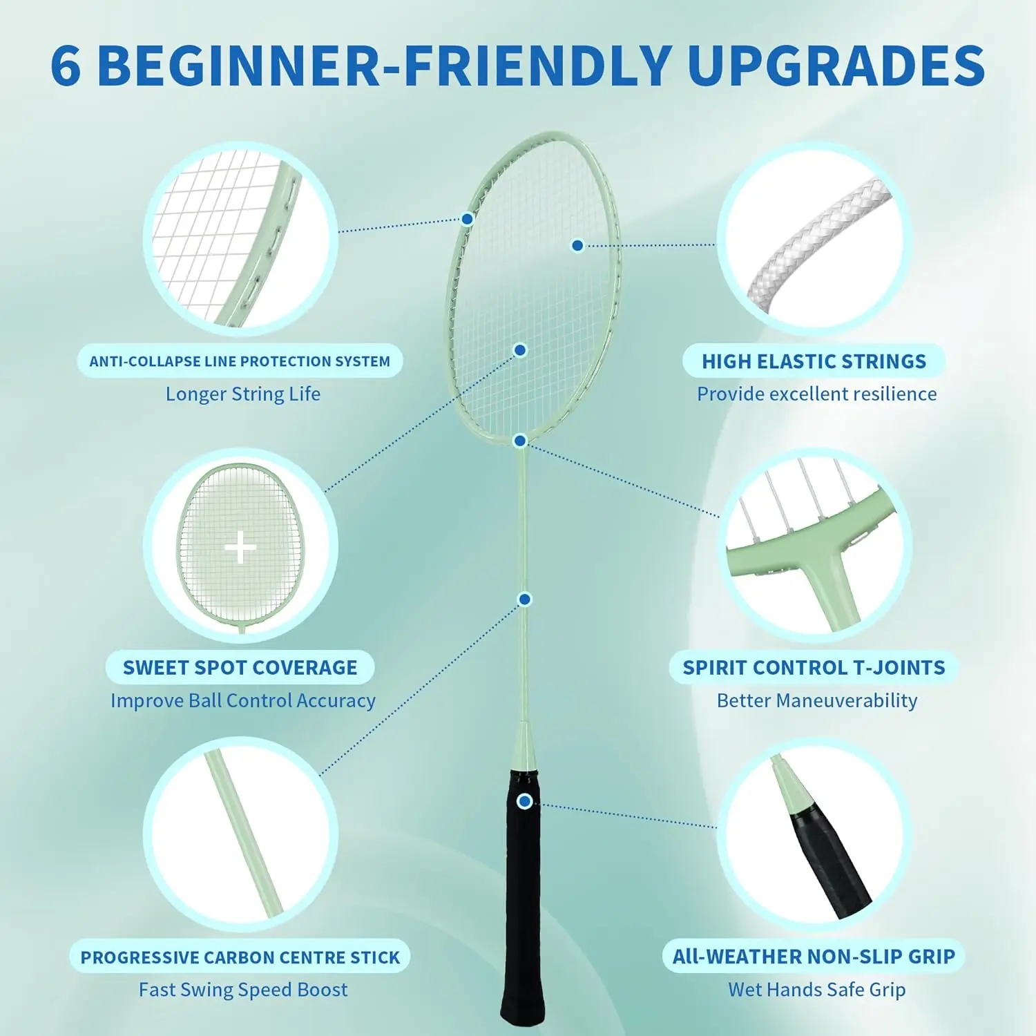 Professional Badminton Rackets Set of 4 with Carbon Fiber, Shuttlecocks, Grips & Bag for Backyard Games - Lightweight 90g