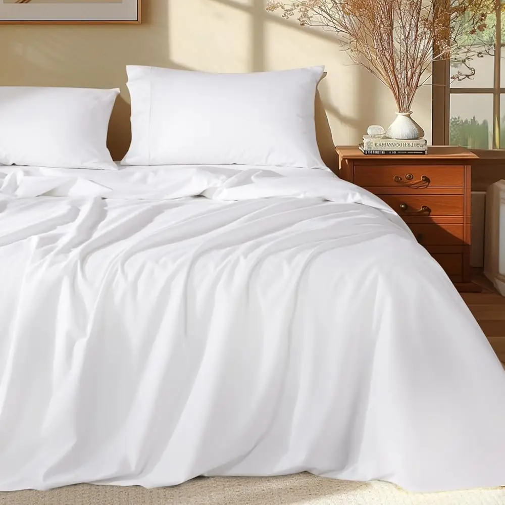 

100% Egyptian Cotton Queen Size Sheets Set - 1000 Thread Count，Luxury Cotton Bed Sheets，Breathable & Cooling Bedding And Pillow