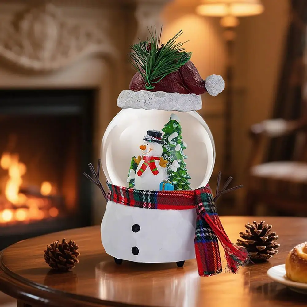 Faux Ball Decoration Faux Ball Decor Christmas Faux Ball Ornament with Snowman Scarf Musical Snow Decoration Holiday Desktop