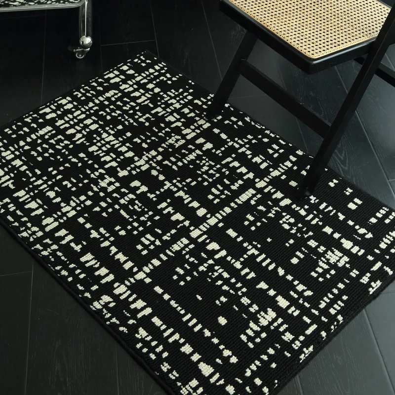 

French Geometric Printed Porch Doormat Short Plush Entrance Foot Pad for Hotel Office Dirt-Resistant Dust Removal Floor Covering