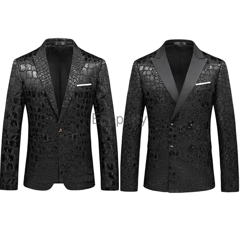 

2024 Men Autumn Winter Pure Color Blazers Casual Suit Men's Korean Style Slim Trend Suit Jacket Jacket Black Party Costume Coat