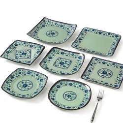 Melamine Blue and White Meal Plates, Square Plastic Sushi Plates, Barbecue, Dishes, Service Plates, Home Kitchen, Tableware