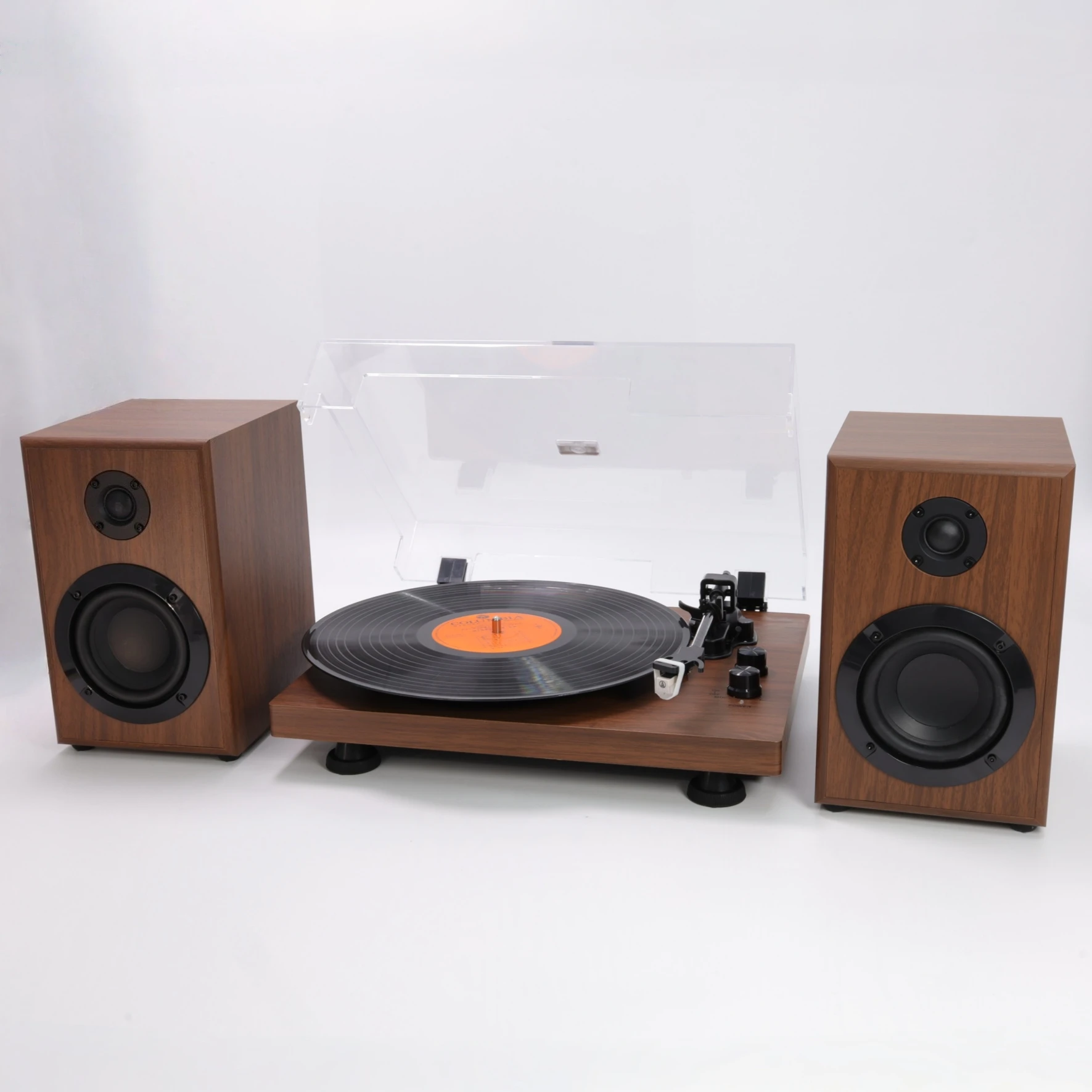 A-T MM Cartridge Vinyl Turntable Player Built in 2 HiFi Speakers Factory Supply Vinyl Record Player