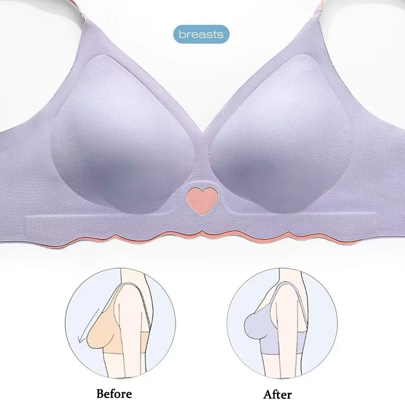 2 ks/sada bezešvých podprsenek pro ženy, spodní prádlo, bezdrátová podprsenka, měkká vycpaná, intimní ženská push-up podprsenka, sexy spodní prádlo s motivem srdce - náhled 5