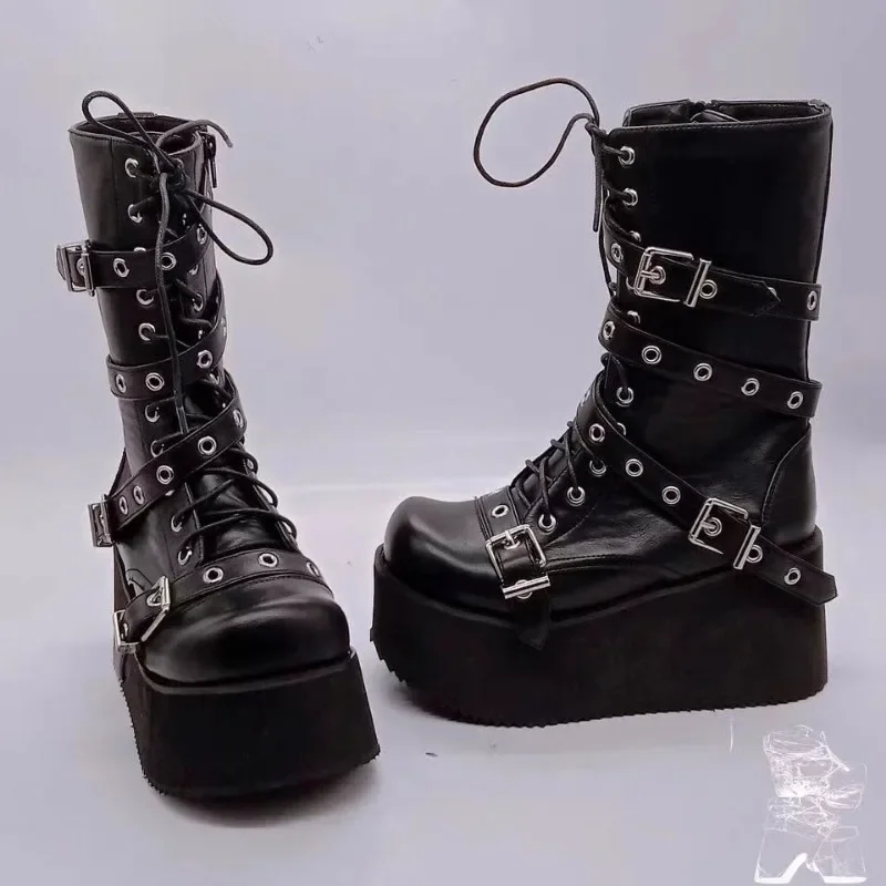 Women's High Boots 2024 New Comfortable Platform Boots European and American Side Zipper Boot New Fashion Punk Motorcycle Boots