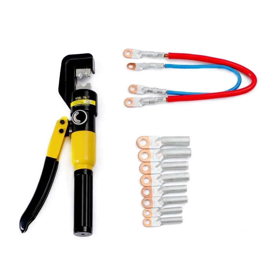 

12 AWG-2/0 Steel Cable Lug Wire Terminal Tools 9 Pairs Dies YQK-70 4-70mm Hydraulic Manual Crimpers Hand Hexagonal Operated 6T